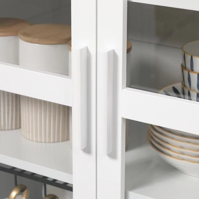 HOMCOM Freestanding Kitchen Pantry, 5-tier Storage Cabinet With Adjustable Shelves And 2 Glass Doors, White 7 HOMCOM Freestanding Kitchen Pantry, 5-tier Storage Cabinet With Adjustable Shelves And 2 Glass Doors, White - Image 5