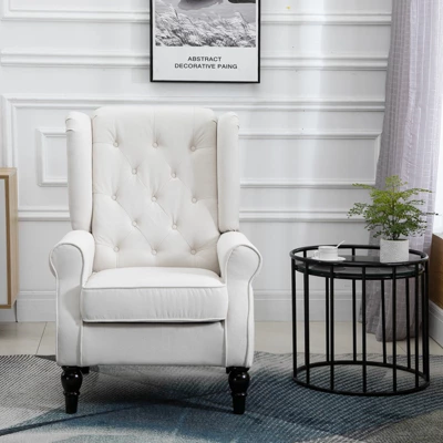 HOMCOM Button-Tufted Accent Chair With High Wingback, Rounded Cushioned Armrests And Thick Padded Seat 3 HOMCOM Button-Tufted Accent Chair With High Wingback, Rounded Cushioned Armrests And Thick Padded Seat