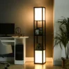 HOMCOM Modern Floor Lamp With Shelves & Dual Ambient Lighting, Tall Standing Lamp For Living Room, Bedroom, Fabric Lampshade, Black -Homcom GUEST 28a961d8 a3a3 4e6d bab3 0e7077c86377