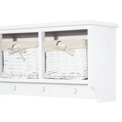 HomCom 32" Rustic Floating Shelf With Coat Hooks And Baskets - Antique White 16 HomCom 32" Rustic Floating Shelf With Coat Hooks And Baskets - Antique White -Homcom GUEST 292dbb19 6b29 4003 b2f4 7ea3ef053182