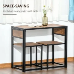 HOMCOM Industrial 3-Piece Dining Table And 2 Chair Set For Small Space In The Dining Room Or Kitchen -Homcom GUEST 29988e9c 6ca4 4f65 9113 4ee77e46fa74