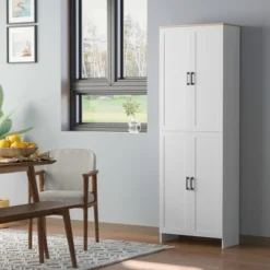 HOMCOM 72" Freestanding Kitchen Pantry, 4-Door Storage Cabinet Organizer With Adjustable Shelves, Kitchen Cabinet With Doors And Shelves, White 11 HOMCOM 72" Freestanding Kitchen Pantry, 4-Door Storage Cabinet Organizer With Adjustable Shelves, Kitchen Cabinet With Doors And Shelves, White -Homcom GUEST 29c67afd 723e 49ca b737 a41c3df6d08d