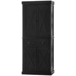 HOMCOM Freestanding Modern Farmhouse 4 Door Kitchen Pantry Cabinet, Storage Cabinet Organizer With 6-Tiers, 1 Drawer And 4 Adjustable Shelves, Black 9 HOMCOM Freestanding Modern Farmhouse 4 Door Kitchen Pantry Cabinet, Storage Cabinet Organizer With 6-Tiers, 1 Drawer And 4 Adjustable Shelves, Black -Homcom GUEST 2abc10ba 015f 4bee a3b9 8e3aa35afea8