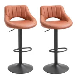 HOMCOM Modern Bar Stools Set Of 2 Swivel Bar Height Barstools Chairs With Adjustable Height, Round Heavy Metal Base, And Footrest -Homcom GUEST 2af3c23c 9c08 4d37 9400 1cd352e1a6f3