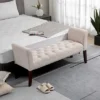 HOMCOM End Of Bed Bench With Button Tufted Design, Upholstered Bench With Arms And Solid Wood Legs For Bedroom 2 HOMCOM End Of Bed Bench With Button Tufted Design, Upholstered Bench With Arms And Solid Wood Legs For Bedroom -Homcom GUEST 2bf73df5 ee2c 48a0 ad21 4f58d457d38b