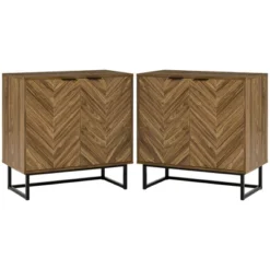 HOMCOM Sideboard Accent Storage Cabinet Double Door Kitchen Cupboard With 3 Level Adjustable Shelf Set Of 2 Walnut -Homcom GUEST 2c1868b8 47e0 4210 a6eb 33907f7a0e76