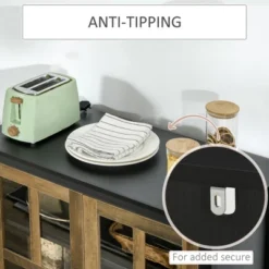 HOMCOM Kitchen Sideboard, Glass Door Buffet Cabinet, Accent Cupboard With Adjustable Storage Shelf For Living Room, Black Wood Grain 10 HOMCOM Kitchen Sideboard, Glass Door Buffet Cabinet, Accent Cupboard With Adjustable Storage Shelf For Living Room, Black Wood Grain -Homcom GUEST 2d39fc5d 04c6 4fd0 a0ee 17ac51ff4319