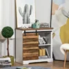 HOMCOM Rustic Farmhouse Accent Buffet Cabinet, Sideboard With Sliding Barn Door And Interior Shelves, White/Brown -Homcom GUEST 3126e1a9 b58c 4eeb 8d83 b0b77212bd2e