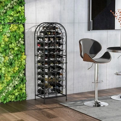 HOMCOM 45-Bottle Modern Wine Organizer Decorative Portable Wrought Iron Wine Rack Jail 9 HOMCOM 45-Bottle Modern Wine Organizer Decorative Portable Wrought Iron Wine Rack Jail - Image 7