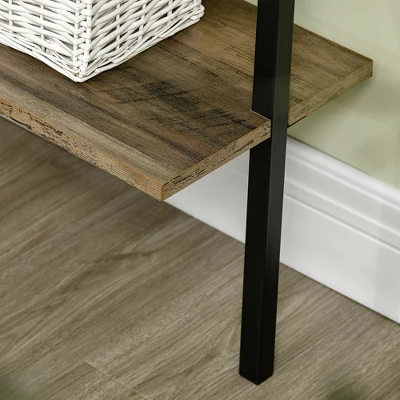 HOMCOM Industrial 5 Tier Ladder Shelf, Wall Mount Storage Shelves Bookcase With Metal Frame, Corner Unit, Plant Flower Rack For Living Room, Balcony, Brown 7 HOMCOM Industrial 5 Tier Ladder Shelf, Wall Mount Storage Shelves Bookcase With Metal Frame, Corner Unit, Plant Flower Rack For Living Room, Balcony, Brown - Image 5