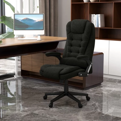 HOMCOM 6 Point Vibrating Massage Office Chair With Heat, Linen High Back Executive Office Chair With Reclining Backrest, Armrests 3 HOMCOM 6 Point Vibrating Massage Office Chair With Heat, Linen High Back Executive Office Chair With Reclining Backrest, Armrests