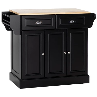 HOMCOM Triple-Cabinet Kitchen Island On Wheels That Remove, Kitchen Storage Cabinet With Drawers & Countertop, Rolling Utility Cart In Wood, Black 5 HOMCOM Triple-Cabinet Kitchen Island On Wheels That Remove, Kitchen Storage Cabinet With Drawers & Countertop, Rolling Utility Cart In Wood, Black - Image 3