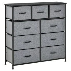 HOMCOM 9 Drawers Storage Chest Dresser Organizer Unit W/ Steel Frame, Wood Top, Easy Pull Fabric Bins, For Bedroom, Hallway, Closet, Entryway 14 HOMCOM 9 Drawers Storage Chest Dresser Organizer Unit W/ Steel Frame, Wood Top, Easy Pull Fabric Bins, For Bedroom, Hallway, Closet, Entryway -Homcom GUEST 32276574 8640 4b84 a7b6 b207947cd6eb