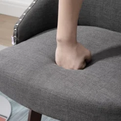 HOMCOM Bar Stools Set Of 2, Linen Fabric Kitchen Counter Stools With Nailhead Trim, Rubber Wood Legs And Footrest For Dining Room, Counter, Pub -Homcom GUEST 32813994 4184 4812 90bc 41916b01bc2d