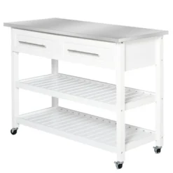 HOMCOM Kitchen Island With Stainless Steel Top, Traditional Kitchen Island With Storage, 2-Tier Open Shelves, Drawers, White 9 HOMCOM Kitchen Island With Stainless Steel Top, Traditional Kitchen Island With Storage, 2-Tier Open Shelves, Drawers, White -Homcom GUEST 342360a0 647c 4b61 b1d6 a840e750716a