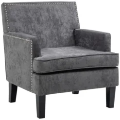 HOMCOM Modern Accent Chair, Upholstered Living Room Chair With Solid Wood Legs And Nailhead Trim, Armchair -Homcom GUEST 3495468f 4c6d 41db 843d 89081e9e149a
