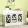 HOMCOM 45" Farmhouse Style Kitchen Sideboard, Serving Buffet Cabinet, Storage Cupboard With Glass Doors And 3 Drawers, White -Homcom GUEST 34c6052d 2be9 4364 881e 5ab37a755723