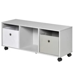 HOMCOM Kids Toy Chest With Cloth Drawers, Cabinet Storage Organizer Children Display Shelf For Toys, Clothes, Or Books For Bedroom With Wheels -Homcom GUEST 34fb7e91 7ff8 45d5 998d 0e3536d39590