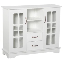 HOMCOM Modern Storage Console Cabinet With 2 Framed Glass Doors And 2 Drawers For Kitchen Or Living Room 13 HOMCOM Modern Storage Console Cabinet With 2 Framed Glass Doors And 2 Drawers For Kitchen Or Living Room -Homcom GUEST 3510f964 4e06 45bb bde0 102f06cab89f