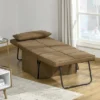 HOMCOM 4-in-1 Multi Function Folding Single Sofa Bed With Retractable Footrest, Convertible Sleeper With Adjustable Backrest, Brown -Homcom GUEST 3622af63 24fa 45a5 b5d7 2d8c31abbb81