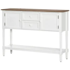 HOMCOM Console Table With Drawers, Vintage Entryway Table With 2 Drawers, Cabinets And Bottom Shelf, Retro Sofa Table For Living Room, Bedroom, White -Homcom GUEST 3678e9c0 67ed 45bc 8283 cceabd2bcb11