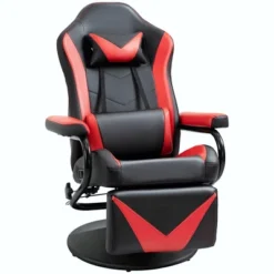 HOMCOM Gaming Recliner, Racing Style Video Gaming Chair With Adjustable Backrest And Footrest, High Back Swivel Computer Chair With Lumbar Support And Headrest -Homcom GUEST 38b43244 f119 4393 b982 ef540e9686a3