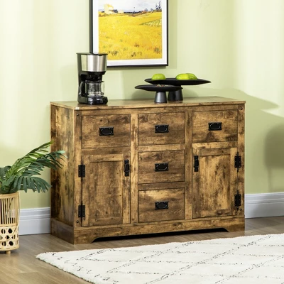 HOMCOM Industrial Buffet Cabinet Free Standing Kitchen Sideboard With Five Drawers Two Door Cabinets Adjustable Shelf For Living Room 3 HOMCOM Industrial Buffet Cabinet Free Standing Kitchen Sideboard With Five Drawers Two Door Cabinets Adjustable Shelf For Living Room