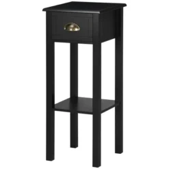 HOMCOM 2-Tier Side Table With Drawer, Narrow End Table With Bottom Shelf, For Living Room Or Bedroom, Black -Homcom GUEST 3a960981 43aa 4dad bbba c4e61ae8b2a6