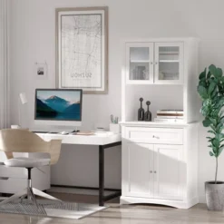 HOMCOM 71" Traditional Freestanding Kitchen Buffet With Hutch, Pantry Cabinet With 4 Doors, 3-Level Adjustable Shelves, And 1 Drawer, White 14 HOMCOM 71" Traditional Freestanding Kitchen Buffet With Hutch, Pantry Cabinet With 4 Doors, 3-Level Adjustable Shelves, And 1 Drawer, White -Homcom GUEST 3c74c8fe 3bde 4854 940b 2558c0030350