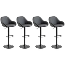 HOMCOM Adjustable Bar Stools Set Of 4, Swivel Barstools With Footrest And Back, PU Leather And Steel Round Base, For Kitchen Counter, Black -Homcom GUEST 3c892c4b 7cba 4073 9113 6cef16cdfa55