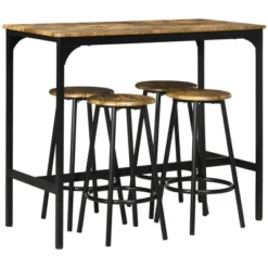 HOMCOM 5-Piece Counter Height Bar Table And Chairs Set, Rustic Bar Table With Stools, Kitchen Table 4 Chair Bar Table With Wooden Top 14 HOMCOM 5-Piece Counter Height Bar Table And Chairs Set, Rustic Bar Table With Stools, Kitchen Table 4 Chair Bar Table With Wooden Top -Homcom GUEST 3e74f3b4 0eab 4620 9264 566a5d9b2000