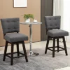 HOMCOM Swivel Bar Stools Set Of 2, Fabric Tufted Counter Height Bar Stools With Rubber Wood Legs And Footrest For Dining Room, Kitchen, Pub, Dark Gray 1 HOMCOM Swivel Bar Stools Set Of 2, Fabric Tufted Counter Height Bar Stools With Rubber Wood Legs And Footrest For Dining Room, Kitchen, Pub, Dark Gray -Homcom GUEST 3f84fe11 9c9c 4af4 8abf 9800eb31b21a