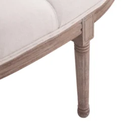 HOMCOM Vintage Semi-Circle Hallway Bench Tufted Upholstered Velvet-Touch Fabric Accent Seat With Rubberwood Legs, Off White -Homcom GUEST 40162ca2 b5c9 49bf 8416 8e8602dc65ca