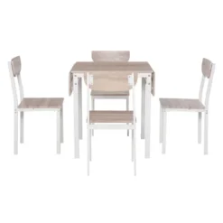 HOMCOM Modern 5-Piece Dining Table Set For 4 With Foldable Drop Leaf, 4 Chairs, And Metal Frame For Small Spaces, White -Homcom GUEST 40d8f672 eff2 4dfe 8886 39a497a96c1c