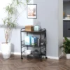 HOMCOM 24" 3-Tier Rolling Kitchen Cart, Utility Storage Trolley With 2 Basket Drawers, Side Hooks For Dining Room -Homcom GUEST 410ebf55 b9f7 4f5c a23d a9222751d54c