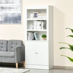 HOMCOM 72" Kitchen Buffet With Hutch, Kitchen Pantry Cupboard With 2 Door Cabinet, And 2 Adjustable Shelves, White -Homcom GUEST 41157ca3 f27d 455c a70e 22877c051649