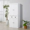 HOMCOM 72" Traditional Freestanding Kitchen Pantry Cabinet Cupboard With Doors And 3 Adjustable Shelves, White