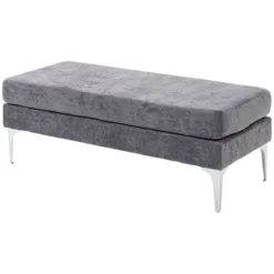 HOMCOM 47.75 Inches End Of Bed Bench, Upholstered Entryway Bench With Double Layer Seat Cushions And Steel Legs, Bedroom Bench -Homcom GUEST 4271afe5 937f 45dd 8d83 294fa44bff51