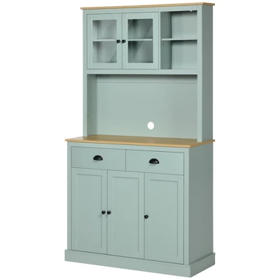 HOMCOM 71" Freestanding Pantry, Kitchen Buffet With Hutch, Modern Storage Cabinet With Drawers, Glass Doors, And Adjustable Shelves, Light Blue 5 HOMCOM 71" Freestanding Pantry, Kitchen Buffet With Hutch, Modern Storage Cabinet With Drawers, Glass Doors, And Adjustable Shelves, Light Blue - Image 3