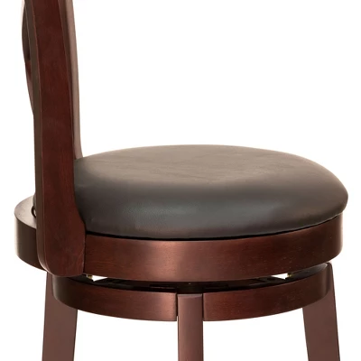 HOMCOM Traditional Bar Stool, 31 Inch Seat Height Barstool, Swivel PU Leather Upholstered Chair, With Cross Back And Rubberwood Frame 6 HOMCOM Traditional Bar Stool, 31 Inch Seat Height Barstool, Swivel PU Leather Upholstered Chair, With Cross Back And Rubberwood Frame - Image 4