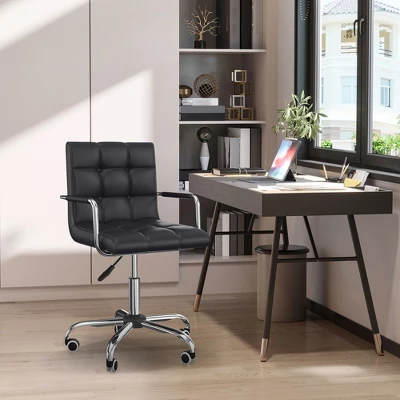HOMCOM Modern Computer Desk Office Chair With Upholstered PU Leather, Adjustable Heights, Swivel 360 Wheels 3 HOMCOM Modern Computer Desk Office Chair With Upholstered PU Leather, Adjustable Heights, Swivel 360 Wheels - Image 2