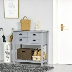 HOMCOM Sideboard Buffet Cabinet, Storage Serving Console Table With 4 Drawers And Slatted Bottom Shelf For Kitchen, Living Room -Homcom GUEST 4701cac0 066d 4d86 b267 0d7fe3bbbc5b