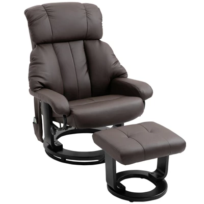 HOMCOM Recliner With Ottoman Footrest, Recliner Chair With Vibration Massage, Faux Leather And Swivel Wood Base For Living Room And Bedroom 9 HOMCOM Recliner With Ottoman Footrest, Recliner Chair With Vibration Massage, Faux Leather And Swivel Wood Base For Living Room And Bedroom - Image 7