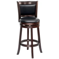 HOMCOM Classic Bar Stool Swivel Barstool With PU Leather Upholstered Mid-Back And Footrest, 30.25 Inch Seat Height, Black -Homcom GUEST 4917d9ef 81d5 4de0 ad86 66bf5865f96f