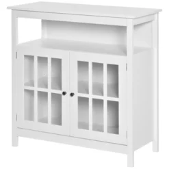 HOMCOM Kitchen Sideboard, Storage Buffet Cabinet With Open Shelf, Glass Door Cabinet And Adjustable Shelf For Living Room, White -Homcom GUEST 4aeedec3 0b4f 4fe1 909e 283a1c03a0e1