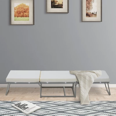 HOMCOM 2-in-1 Foldable Ottoman, Convertible Guest Sleeper Bed With Thick Padded Foam And Storage Box For Small Room, Living Room, Gray 4 HOMCOM 2-in-1 Foldable Ottoman, Convertible Guest Sleeper Bed With Thick Padded Foam And Storage Box For Small Room, Living Room, Gray - Image 2