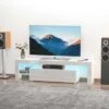 HOMCOM High Gloss TV Stand Cabinet With Remote Controlled LED Lights, Media TV Console Table With Storage Compartment For TVs Up To 65", White -Homcom GUEST 4b267442 d49d 4c0c 9179 b084cb01f950