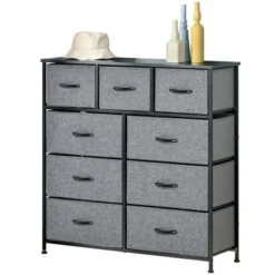 HOMCOM 9 Drawers Storage Chest Dresser Organizer Unit W/ Steel Frame, Wood Top, Easy Pull Fabric Bins, For Bedroom, Hallway, Closet, Entryway 11 HOMCOM 9 Drawers Storage Chest Dresser Organizer Unit W/ Steel Frame, Wood Top, Easy Pull Fabric Bins, For Bedroom, Hallway, Closet, Entryway -Homcom GUEST 4ba7c1f5 ac9e 4203 adfa 2aec52dc6679