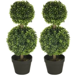 HOMCOM 2 Pack 23.5" Artificial Boxwood Topiary Ball Trees Set Of 2, Double Ball-Shaped Boxwood Artificial Topiary Plants For Indoor Outdoor, Green 9 HOMCOM 2 Pack 23.5" Artificial Boxwood Topiary Ball Trees Set Of 2, Double Ball-Shaped Boxwood Artificial Topiary Plants For Indoor Outdoor, Green -Homcom GUEST 4c33cd39 5fd3 464d 84e5 988949b39f06