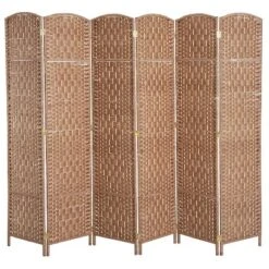 HOMCOM 6' Tall Wicker Weave 6 Panel Room Divider Privacy Screen -Homcom GUEST 4c3d3233 9f81 4ee2 9566 53b9c688d088